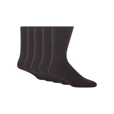 Pack of five plain black socks